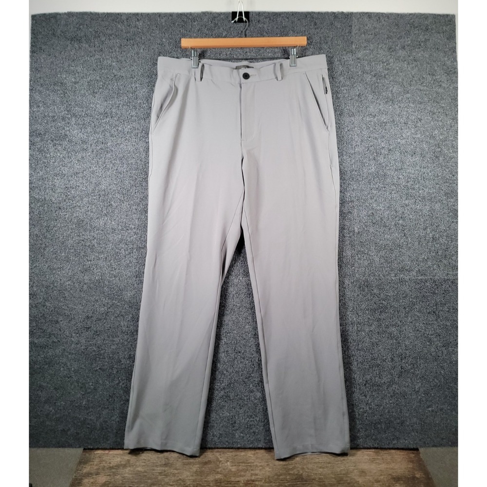 FLX Pants Mens 34 (Fits 36x31) Gray Performance Golf Athletic Stretch Relaxed